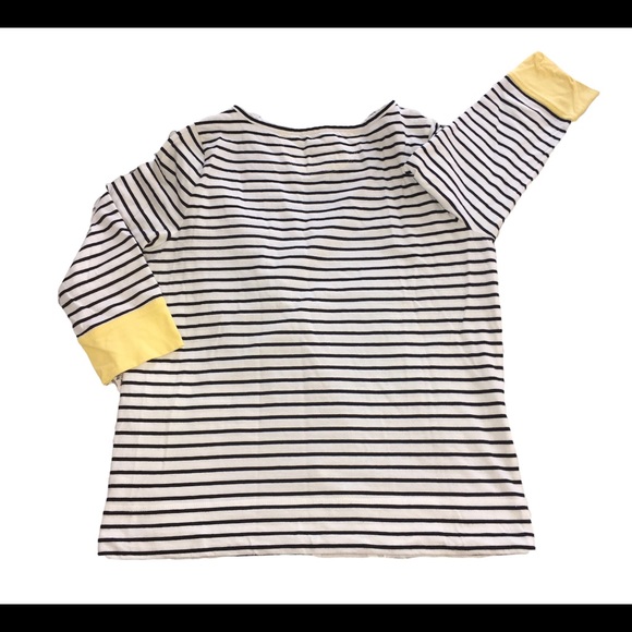 Preowned Talbots Black & White Striped Blouse 3/4 Sleeves Tie Front Bottom S - Picture 2 of 7